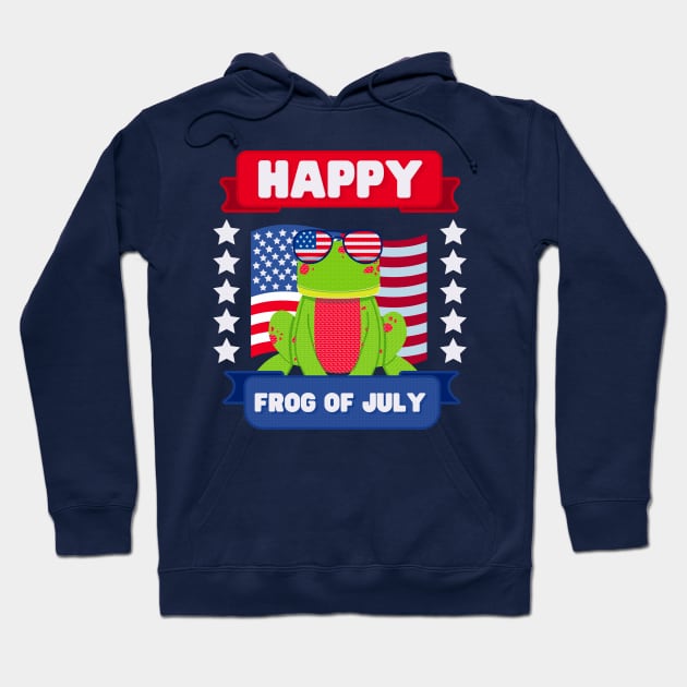 Happy frog of July, 4th of july Frog Hoodie by GiveMeThatPencil